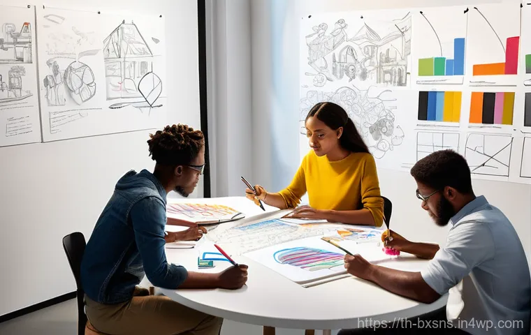 출구 전략에서의 고객 피드백 활용법 - **Prompt:** A diverse team of five young professionals (three women, two men, various ethnicities in...