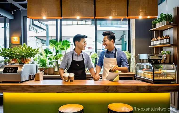 출구 전략과 고객 유지율의 관계 - **A heartwarming scene of generational knowledge transfer in a traditional Thai dessert shop.** An e...