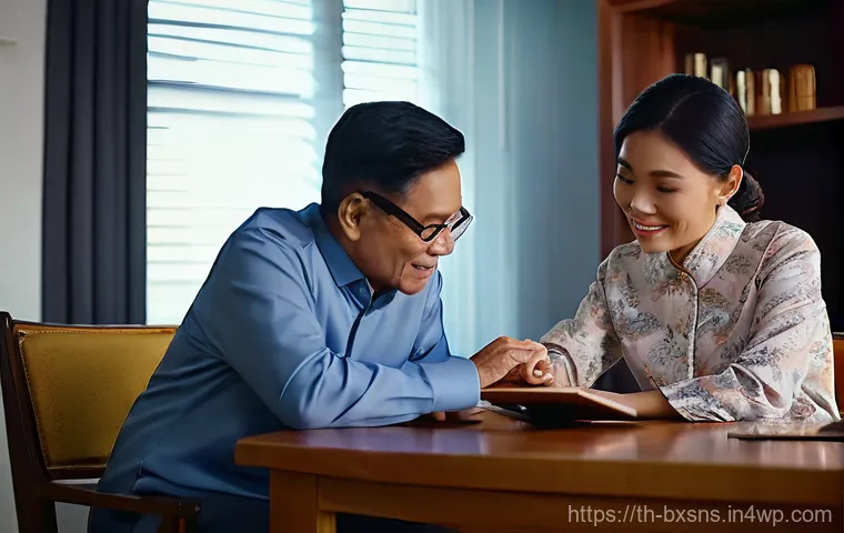 비즈니스 출구 전략을 위한 리더십 개발 - **Intergenerational Mentorship in a Thai Family Business Setting:**
    "A heartwarming scene depict...
