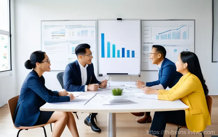 비즈니스 출구 전략과 고객 관계 관리 - **Prompt:** A bustling, sunlit modern cafe in a lively Thai neighborhood. Diverse customers of vario...