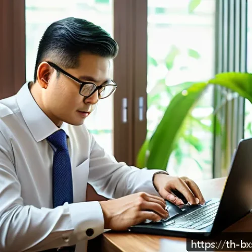 비즈니스 출구 전략 최적화 방법 - A detailed office scene showing a Thai business owner analyzing financial documents and charts on a ...