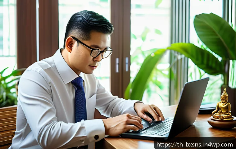 비즈니스 출구 전략 최적화 방법 - A detailed office scene showing a Thai business owner analyzing financial documents and charts on a ...